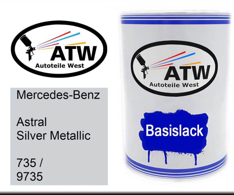 Mercedes-Benz, Astral Silver Metallic, 735 / 9735: 500ml Lackdose, von ATW Autoteile West.